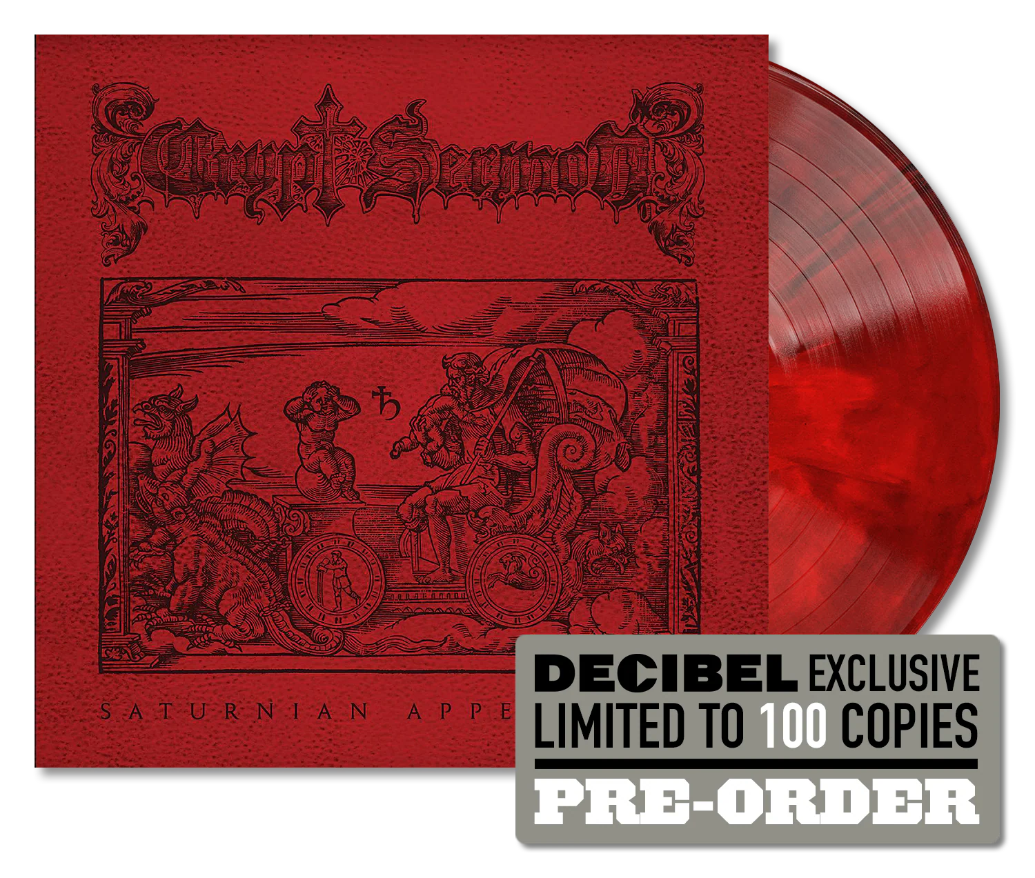 CRYPT SERMON - SATURNIAN APPENDICES [DECIBEL EXCLUSIVE ROSE RED WITH BLACK SMOKE VINYL] PREORDER - Image 2