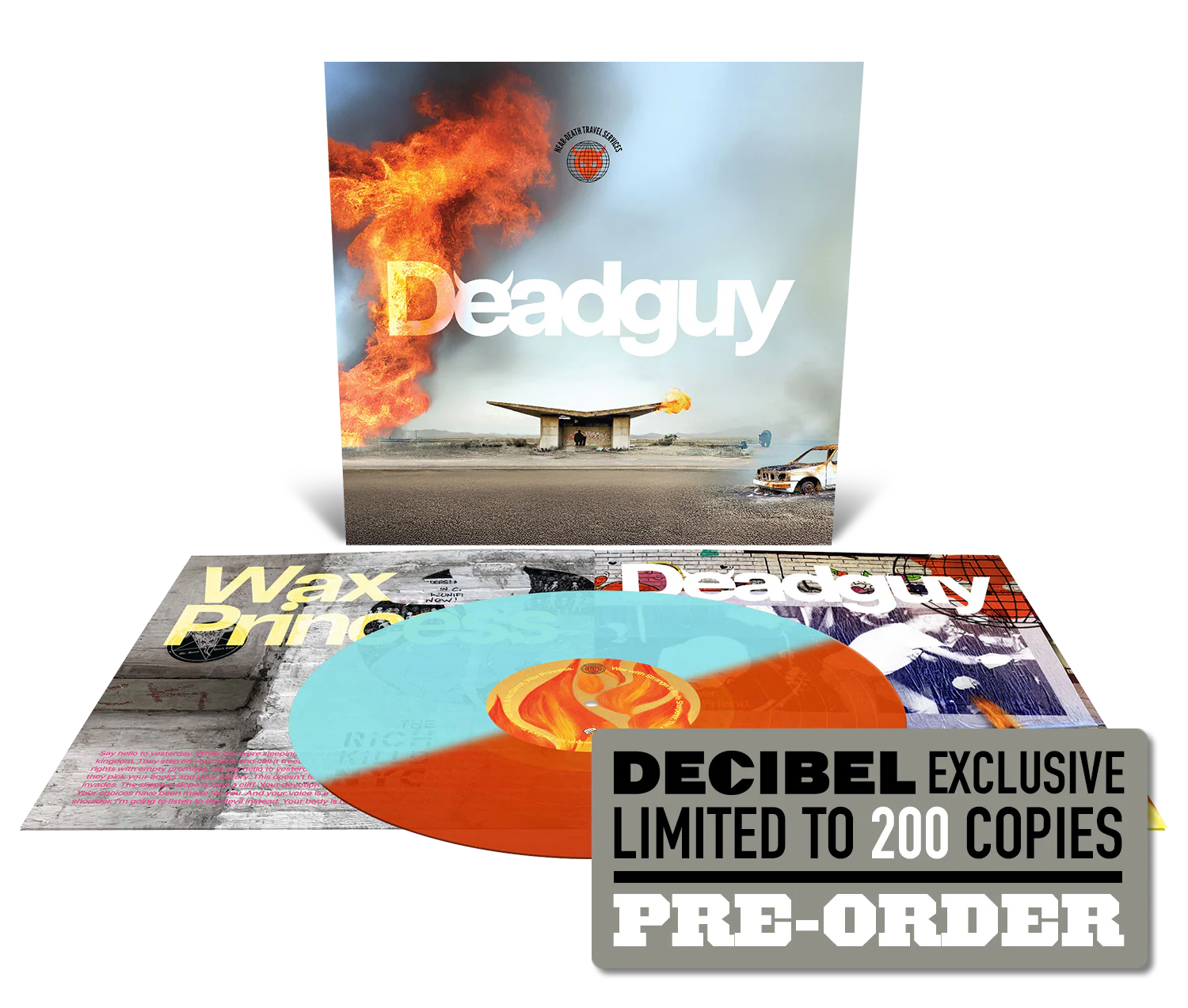 DEADGUY - NEAR-DEATH TRAVEL SERVICES (DECIBEL EXCLUSIVE BURNT ORANGE + LIGHT BLUE HALF & HALF VINYL) - Image 3