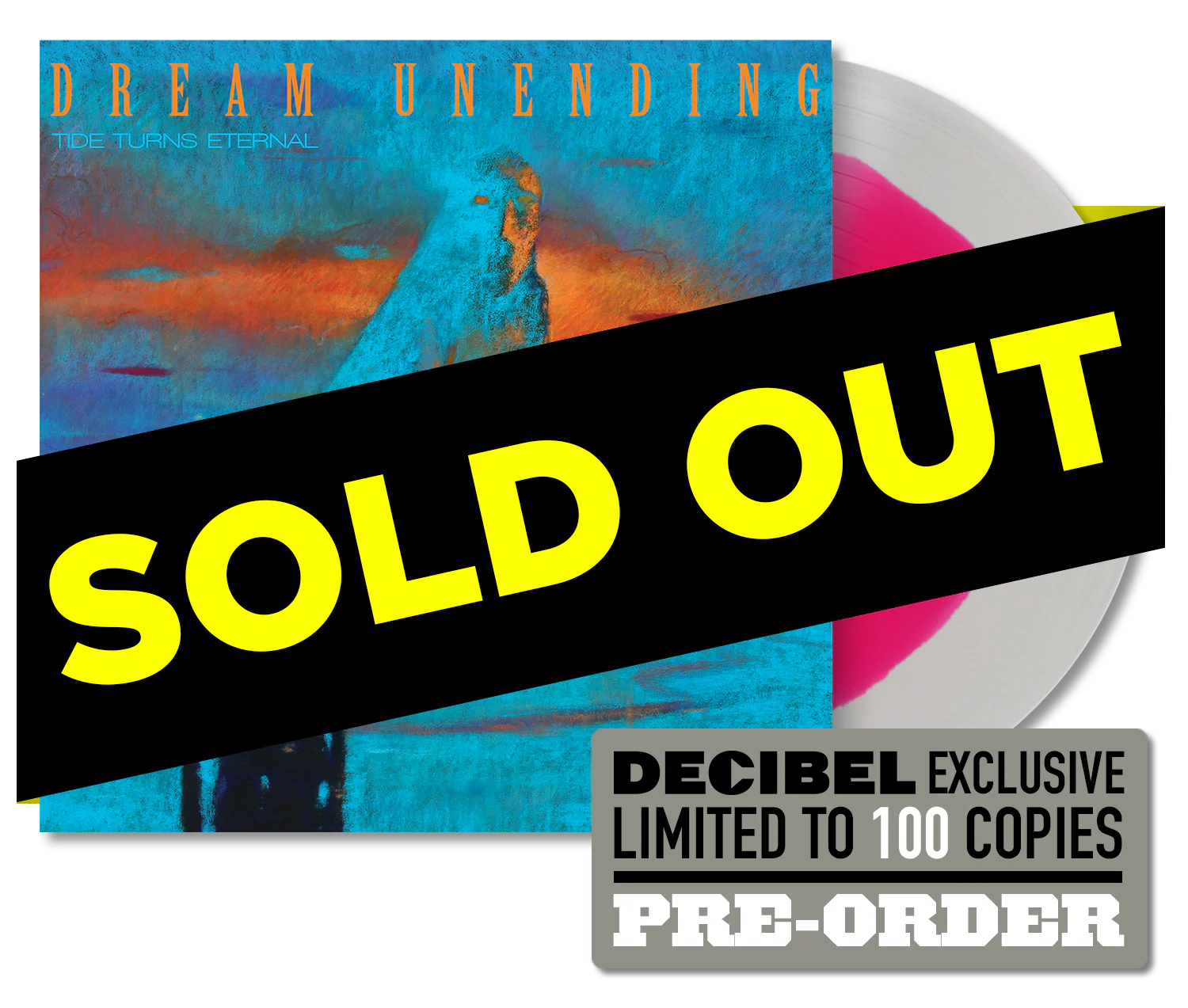 Dream Unending – Tide Turns Eternal DECIBEL-EXCLUSIVE NEON PINK/ULTRA CLEAR 140G VINYL PREORDER