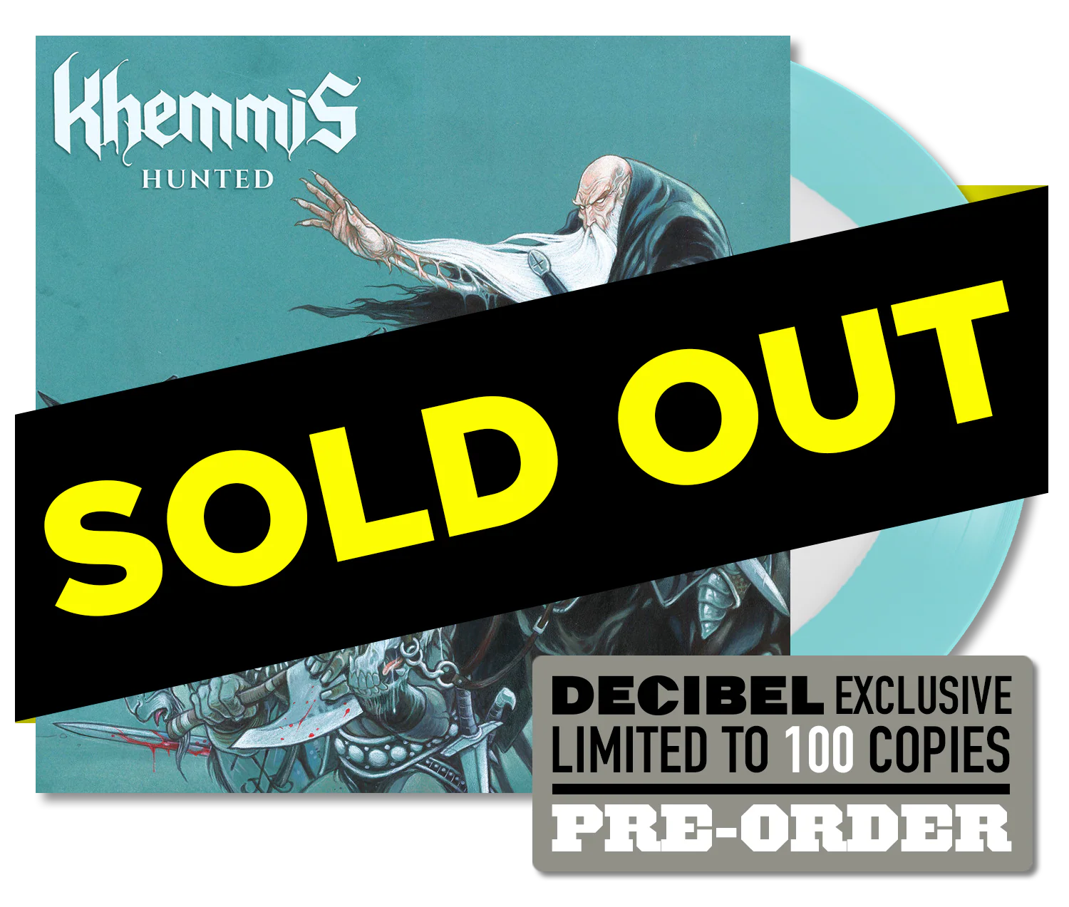 Khemmis – Hunted reissue DECIBEL EXCLUSIVE WHITE INSIDE ELECTRIC BLUE VINYL